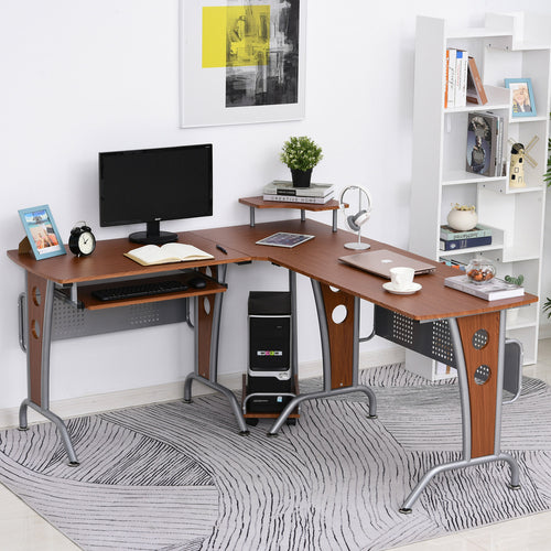 HOMCOM L-Shaped Corner Computer Office Desk PC Table Workstation with