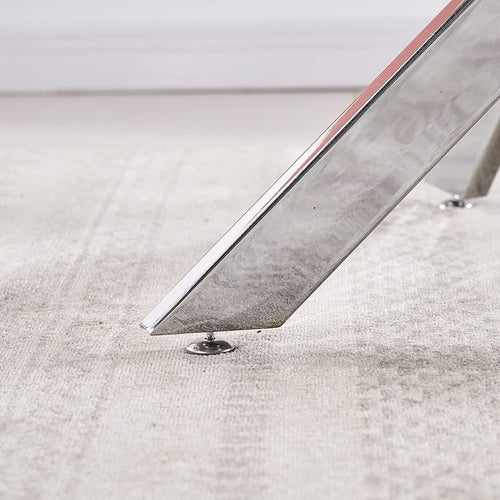 Tempered Glass Dining Table With Chromed Legs 47In White Silver