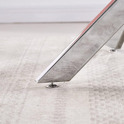 Tempered Glass Dining Table With Chromed Legs 47In White Silver