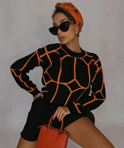 Russia hot selling round neck line pattern woollen knitted top