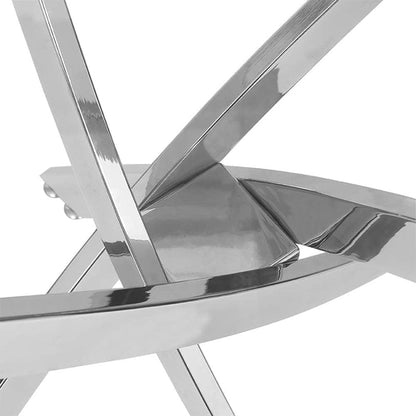 Tempered Glass Dining Table With Chromed Legs 47In White Silver