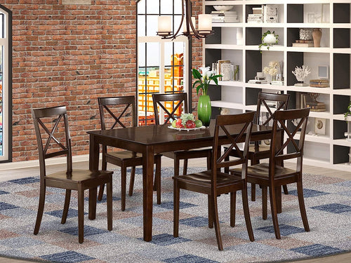 7 Piece Dining Table Set With 6 Chairs Modern Style