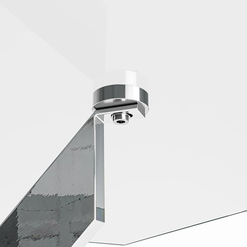 Tempered Glass Dining Table With Chromed Legs 47In White Silver