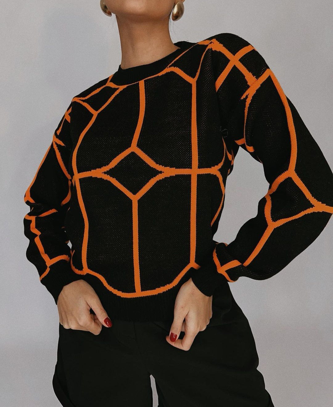 Russia hot selling round neck line pattern woollen knitted top