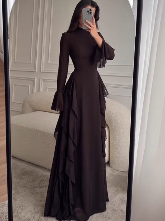 Elegant Solid Color Long Sleeve Dress
